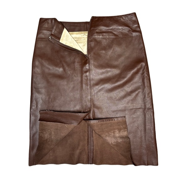 BEBE Skirts| Y2K Vintage Chocolate Brown 100% Leather Pencil Skirt Size 6 - Picture 4 of 4
